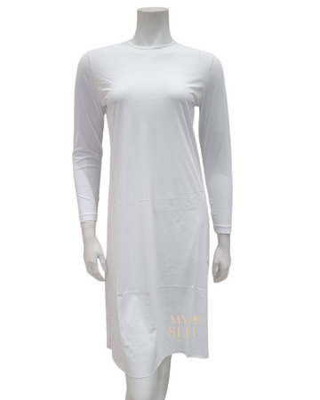 Gemsli FK340 37" White Long Sleeve Seamless Shell Dress myselflingerie.com
